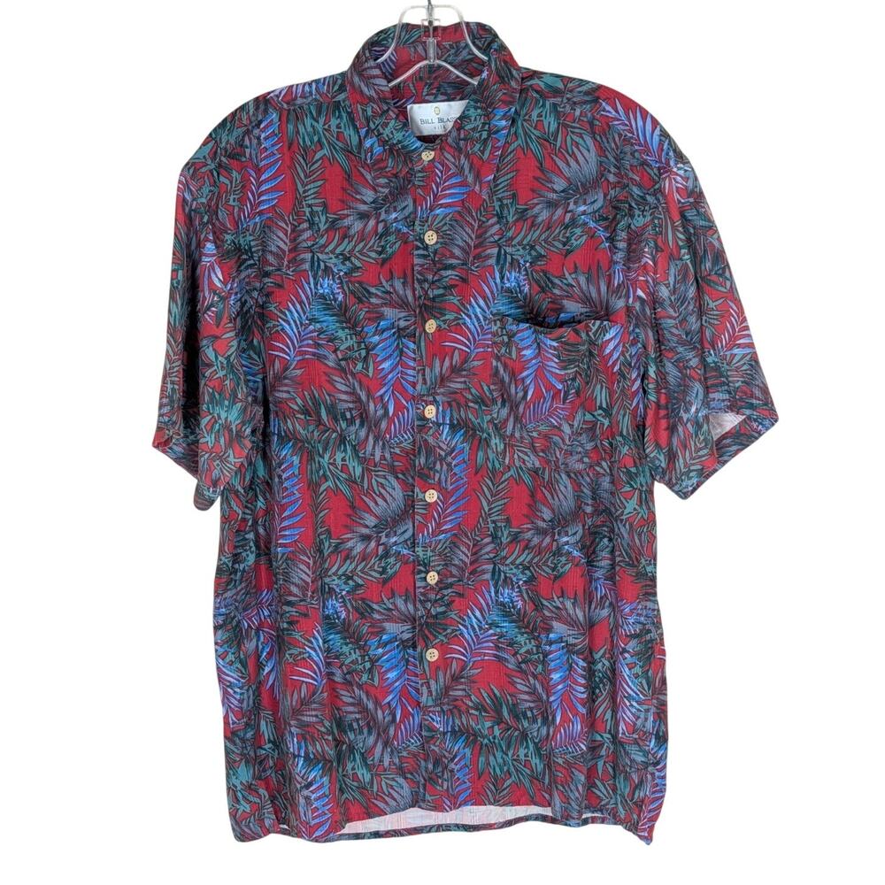 Vintage Silk Bill Blass Mens Tropical Button Up Shirt Short Sleeve Size Medium